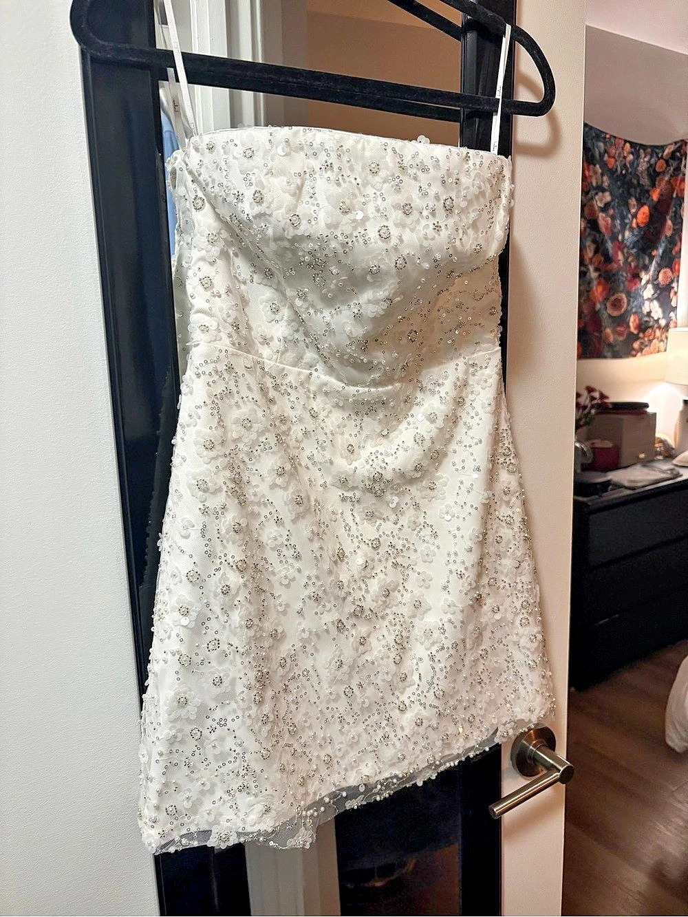Lulus All Night Occasion White Sequin Strapless Bodycon Mini Dress Mini Dress